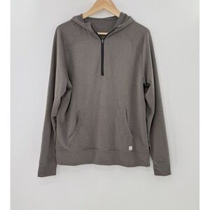 Vuori Ponto Hoodie Mens's Dark Taupe Gray Performance Half Zip Pullover V244 M